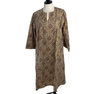 Fabindia Vintage Womens Dress Size XL Multicolor Caftan Midi Pure Cotton